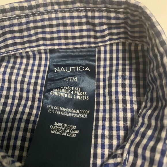 Nautica 4T plaid blue grey boy long sleeve shirt button down used excellent cond - Picture 2 of 3